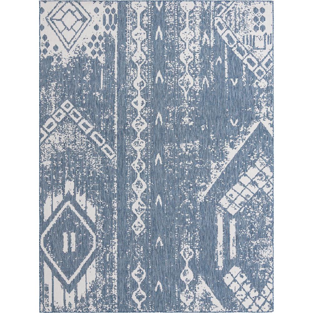 Outdoor Bohemian Collection, Area Rug, Blue, 9' 0" x 12' 0", Rectangular. Picture 1