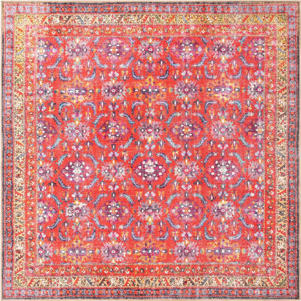 Unique Loom 7 Ft Square Rug in Red (3161395). Picture 1