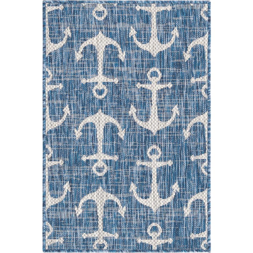 Outdoor Coastal Collection, Area Rug, Blue, 2' 0" x 3' 0", Rectangular. Picture 1