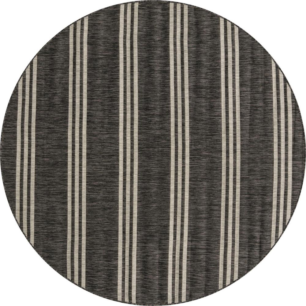 Jill Zarin Outdoor Anguilla Area Rug 7' 10" x 7' 10", Round Charcoal. Picture 1