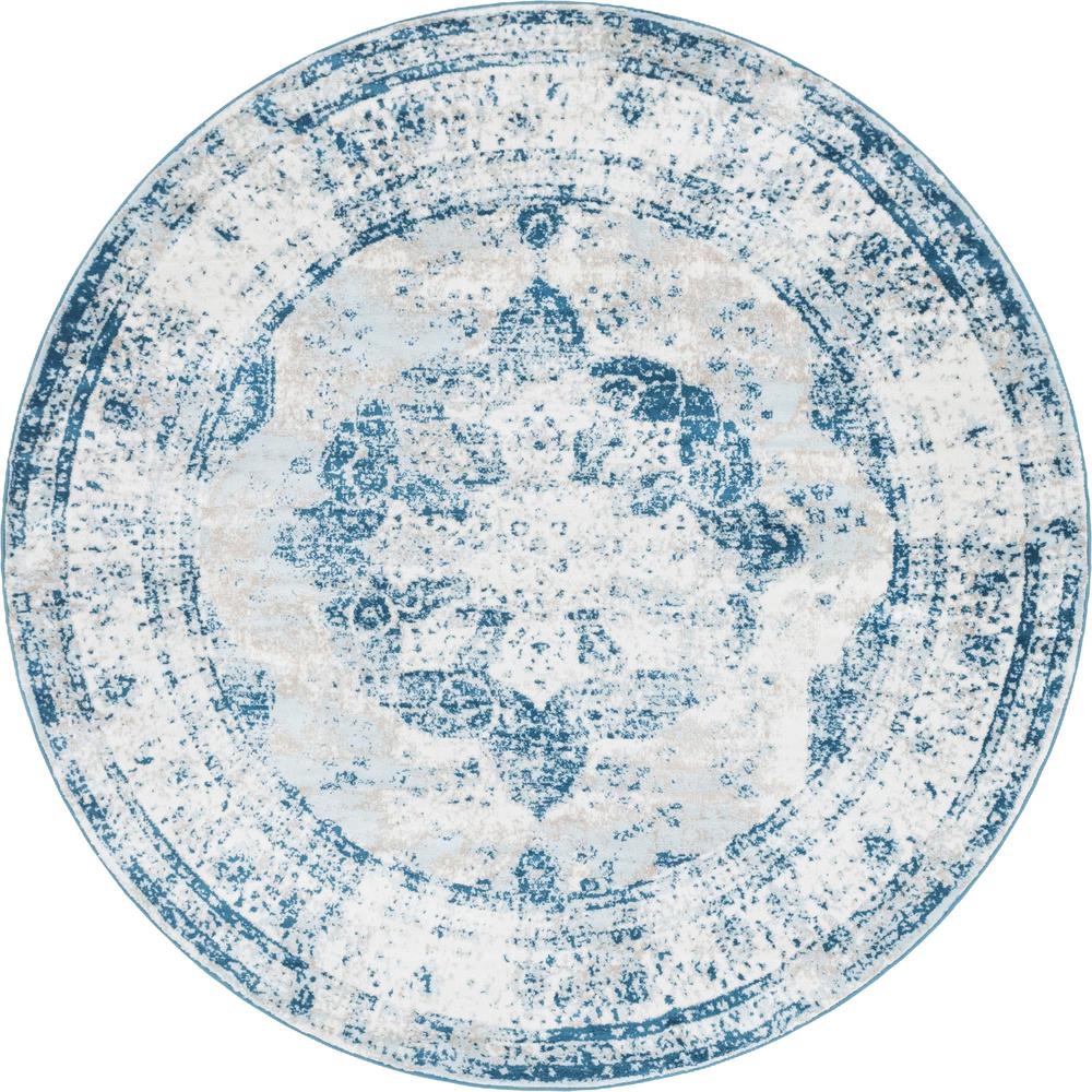Unique Loom 8 Ft Round Rug in Blue (3151852). Picture 1