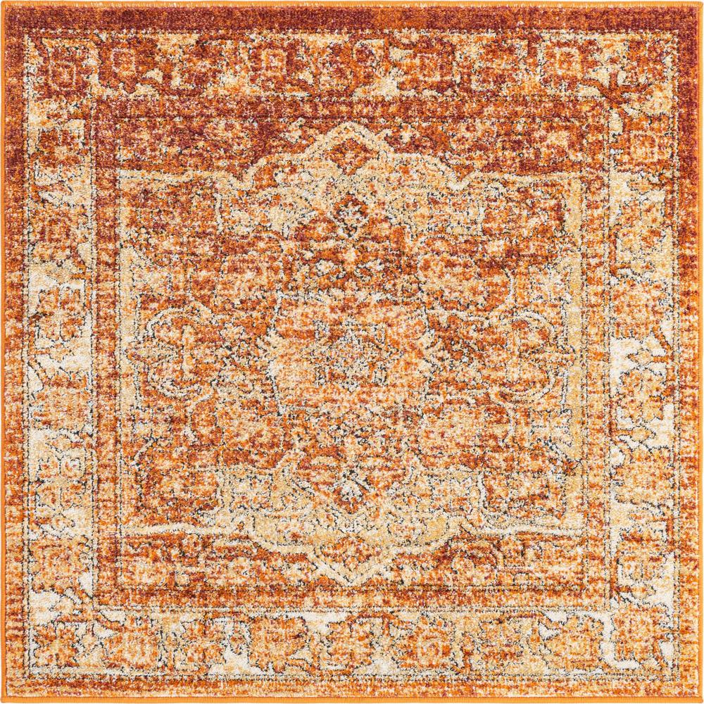 Unique Loom 4 Ft Square Rug in Rust Red (3161884). Picture 1