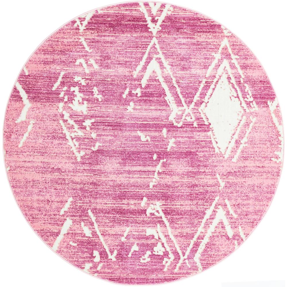 Uptown Carnegie Hill Area Rug 5' 3" x 5' 3", Round Pink. Picture 1