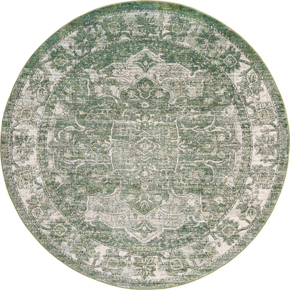 Unique Loom 8 Ft Round Rug in Green (3161857). Picture 1