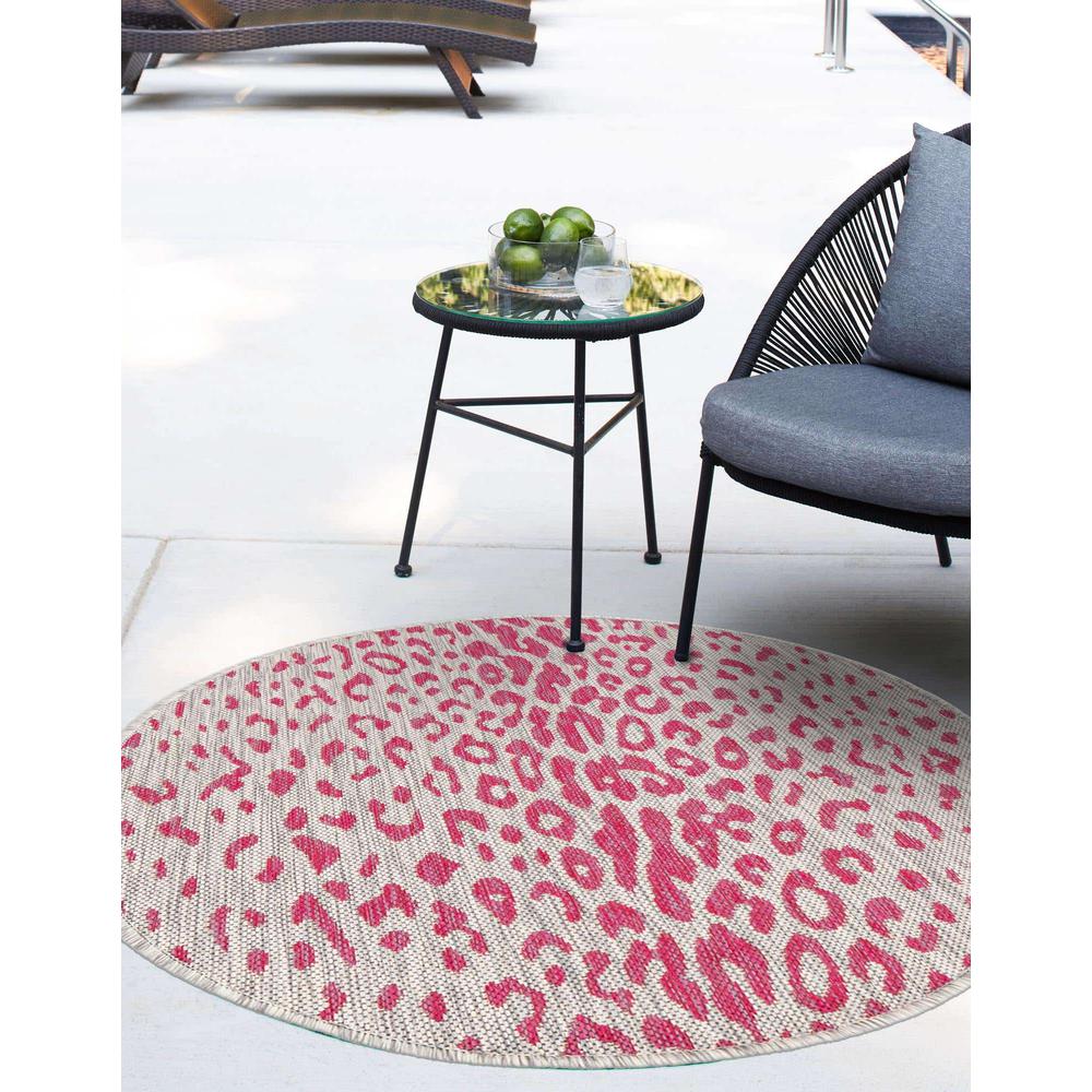 Outdoor Safari Collection, Area Rug, Pink Gray, 3' 0" x 3' 0", Round. Picture 3