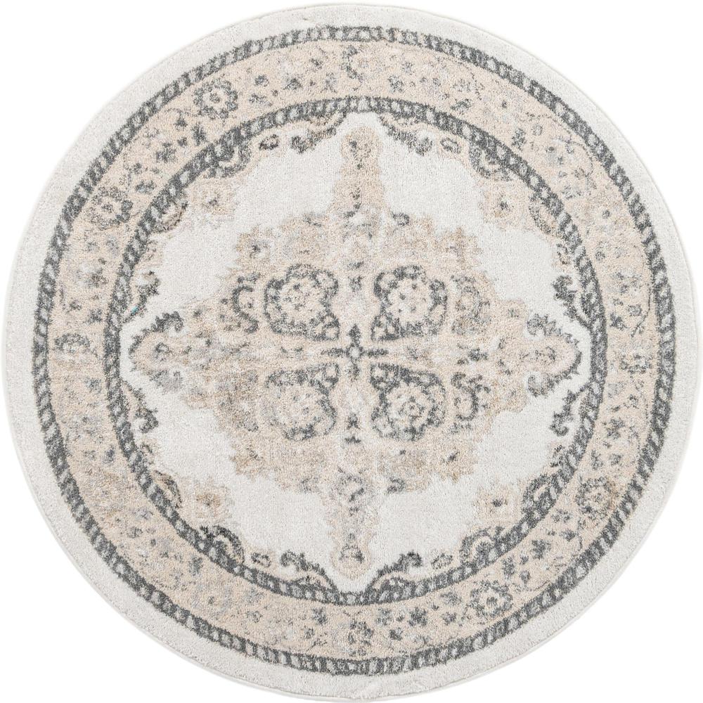 Unique Loom 5 Ft Round Rug in Ivory (3158872). Picture 1