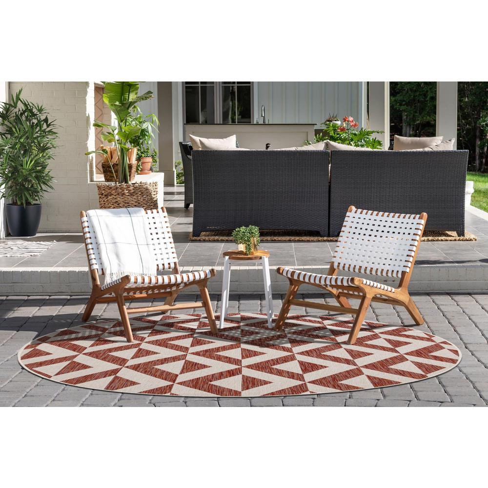 Jill Zarin Outdoor Napa Area Rug 6' 7" x 6' 7", Round Rust Red. Picture 3