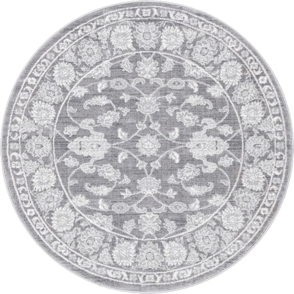 Unique Loom 5 Ft Round Rug in Gray (3150693). Picture 1