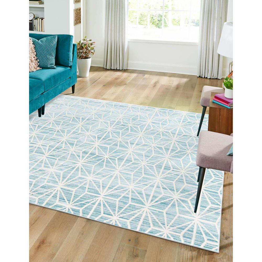 Uptown Fifth Avenue Area Rug 7' 10" x 7' 10", Square Blue. Picture 3