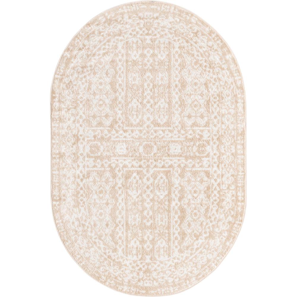 Unique Loom 4x6 Oval Rug in Beige (3155441). Picture 1