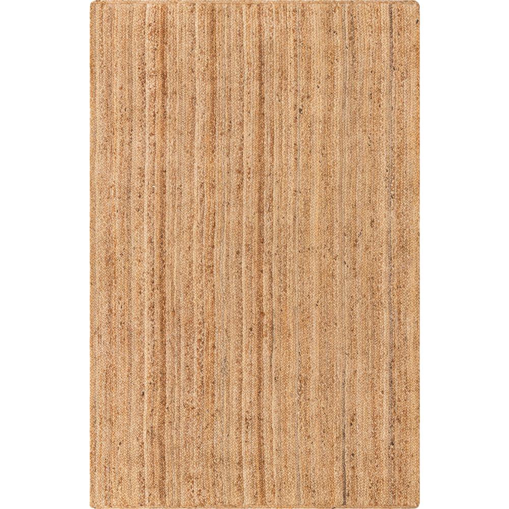 Braided Jute Luxe Collection, Area Rug, Natural, 5' 1" x 8' 0", Rectangular. Picture 1