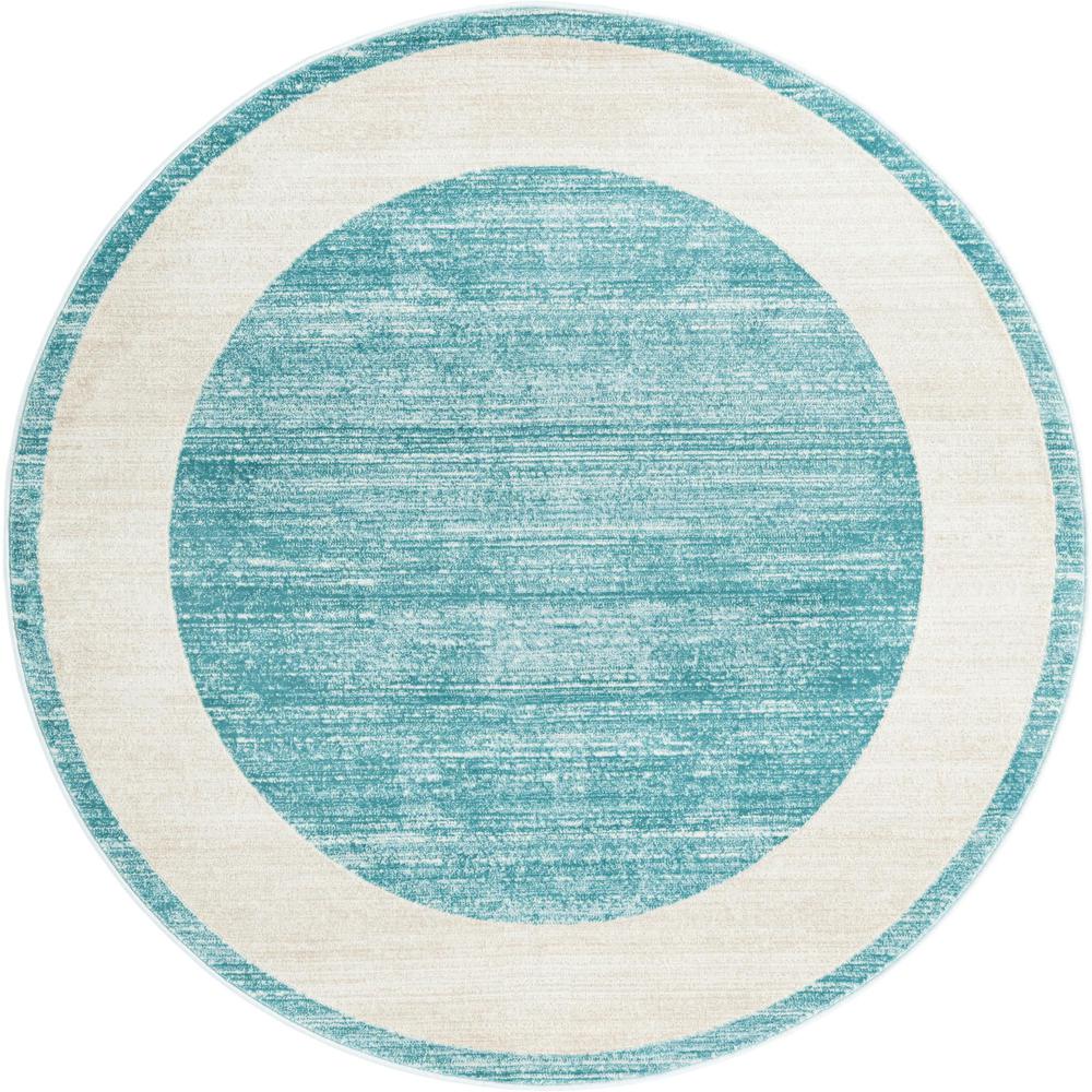 Uptown Yorkville Area Rug 5' 3" x 5' 3", Round Turquoise. Picture 1