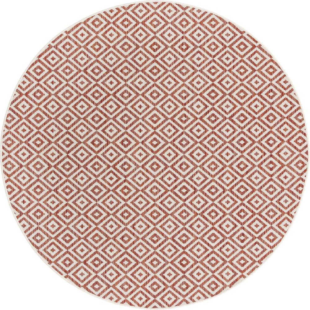 Jill Zarin Outdoor Costa Rica Area Rug 6' 7" x 6' 7", Round Rust Red. Picture 1