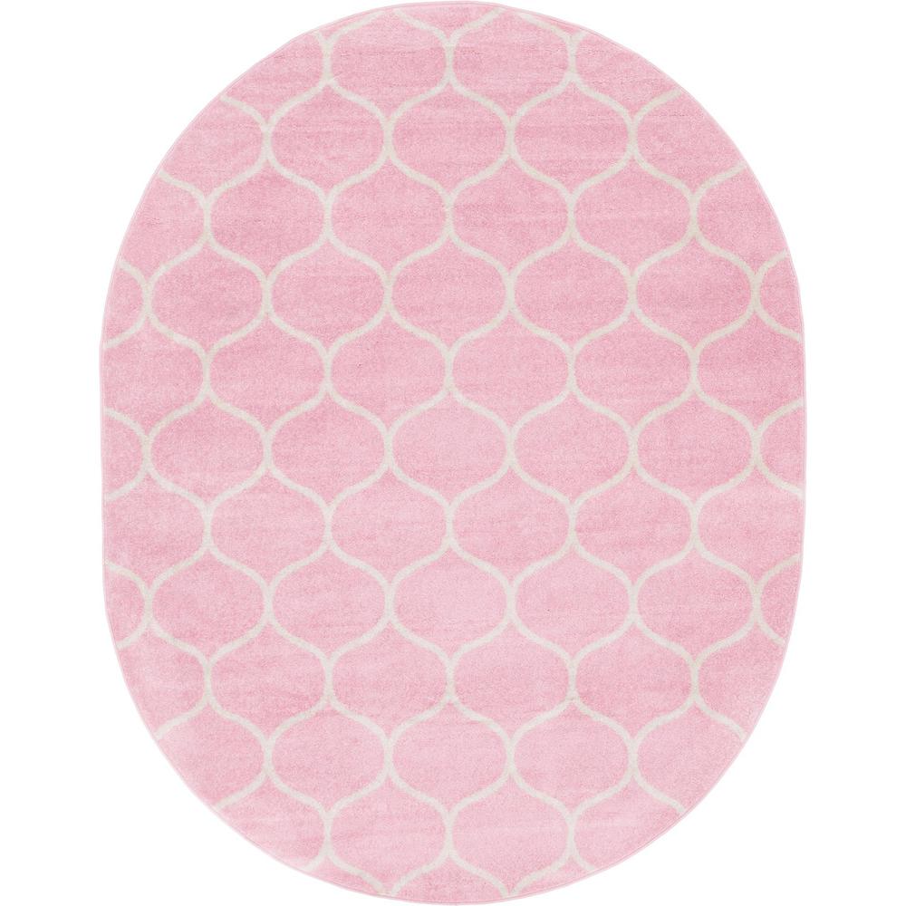Unique Loom 8x10 Oval Rug in Pink (3151539). Picture 1