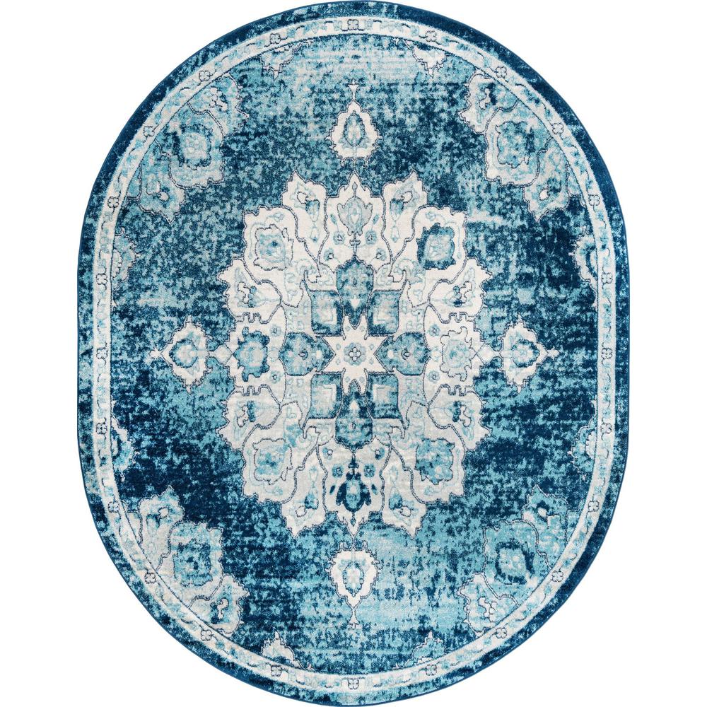 Unique Loom 8x10 Oval Rug in Blue (3158645). Picture 1