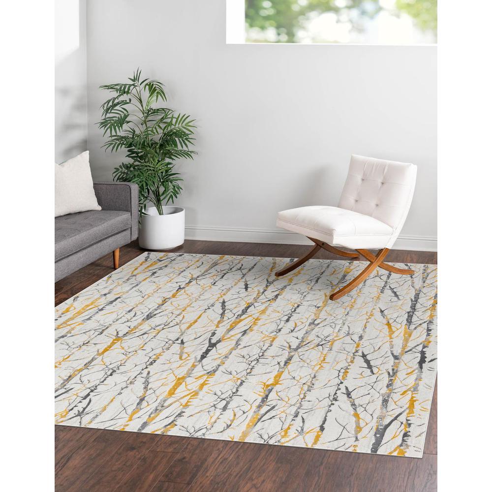 Finsbury Anne Area Rug 7' 10" x 7' 10", Square Yellow and Gray. Picture 2