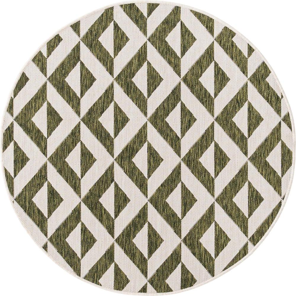 Jill Zarin Outdoor Napa Area Rug 4' 0" x 4' 0", Round Green. The main picture.