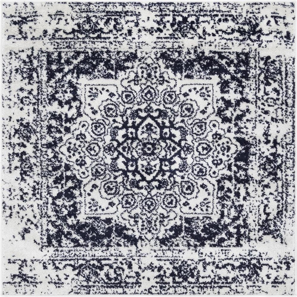 Unique Loom 4 Ft Square Rug in Blue (3150311). Picture 1