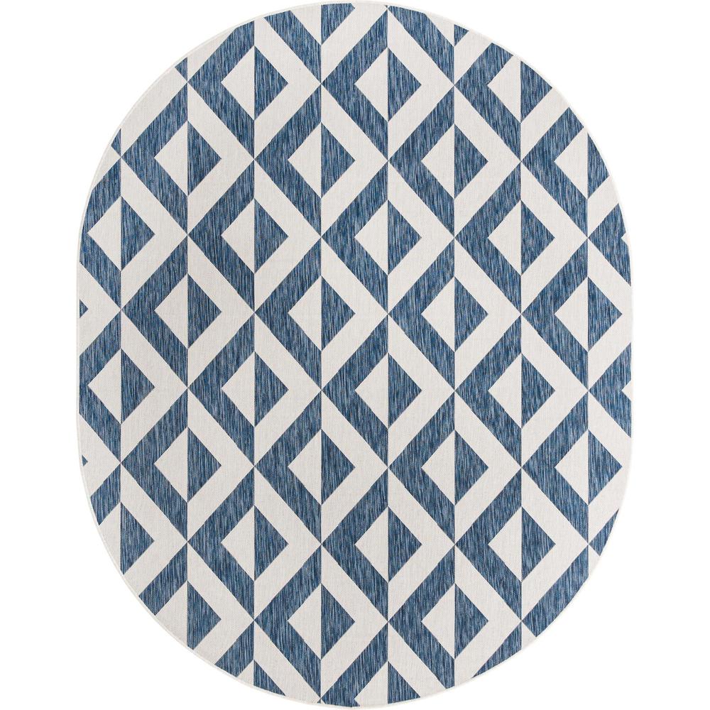 Jill Zarin Outdoor Napa Area Rug 7' 10" x 10' 0", Oval Blue. Picture 1