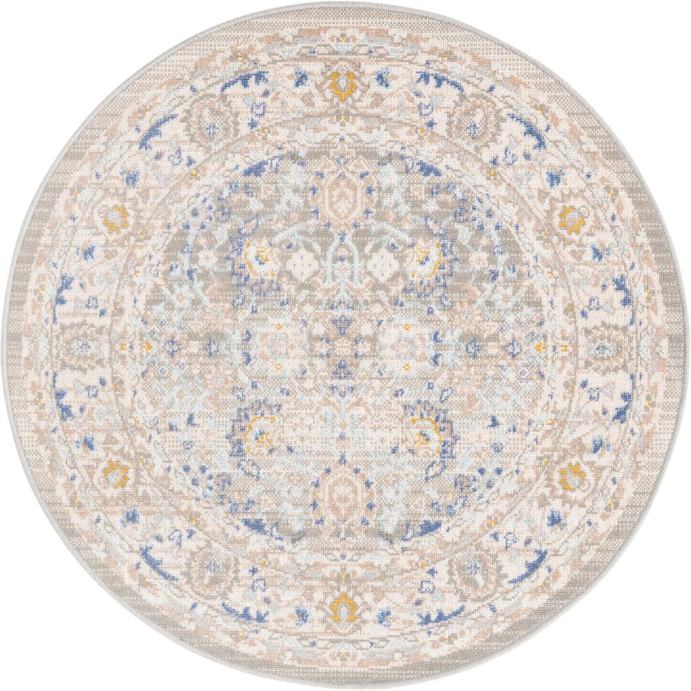 Unique Loom 3 Ft Round Rug in Cloud Gray (3155055). Picture 1