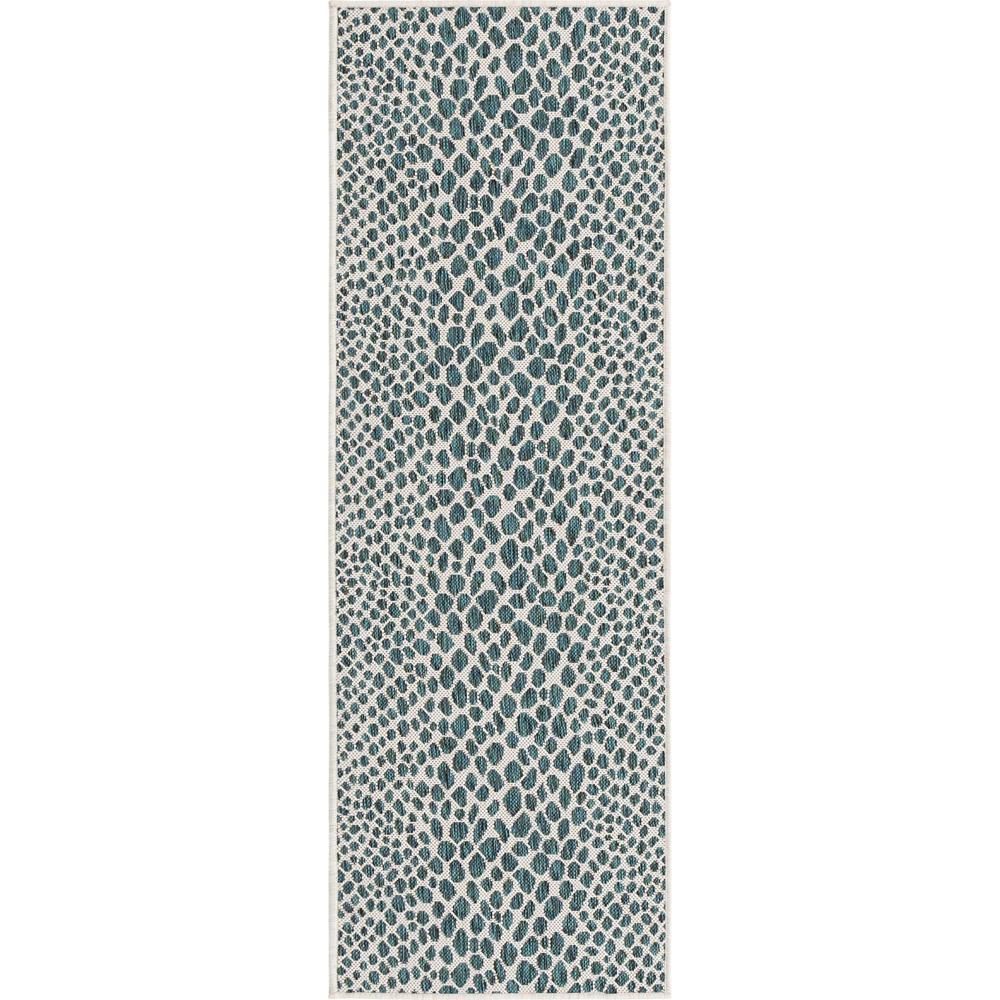 Jill Zarin Outdoor Cape Town Area Rug 2' 0" x 6' 0", Runner Teal. Picture 1