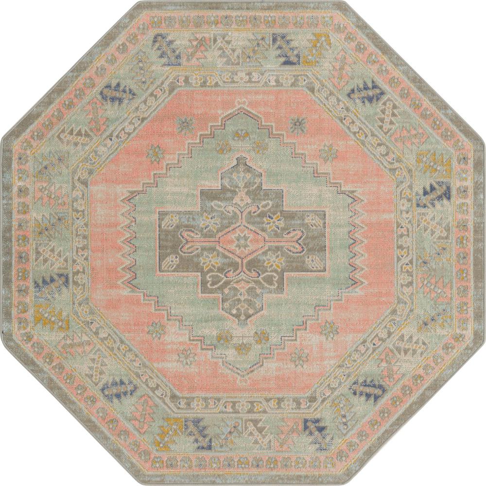 Whitney Collection, Area Rug, Pink, 5' 3" x 5' 3", Octagon. Picture 1