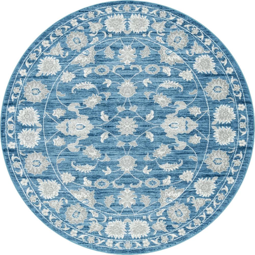 Unique Loom 8 Ft Round Rug in Blue (3150730). Picture 1