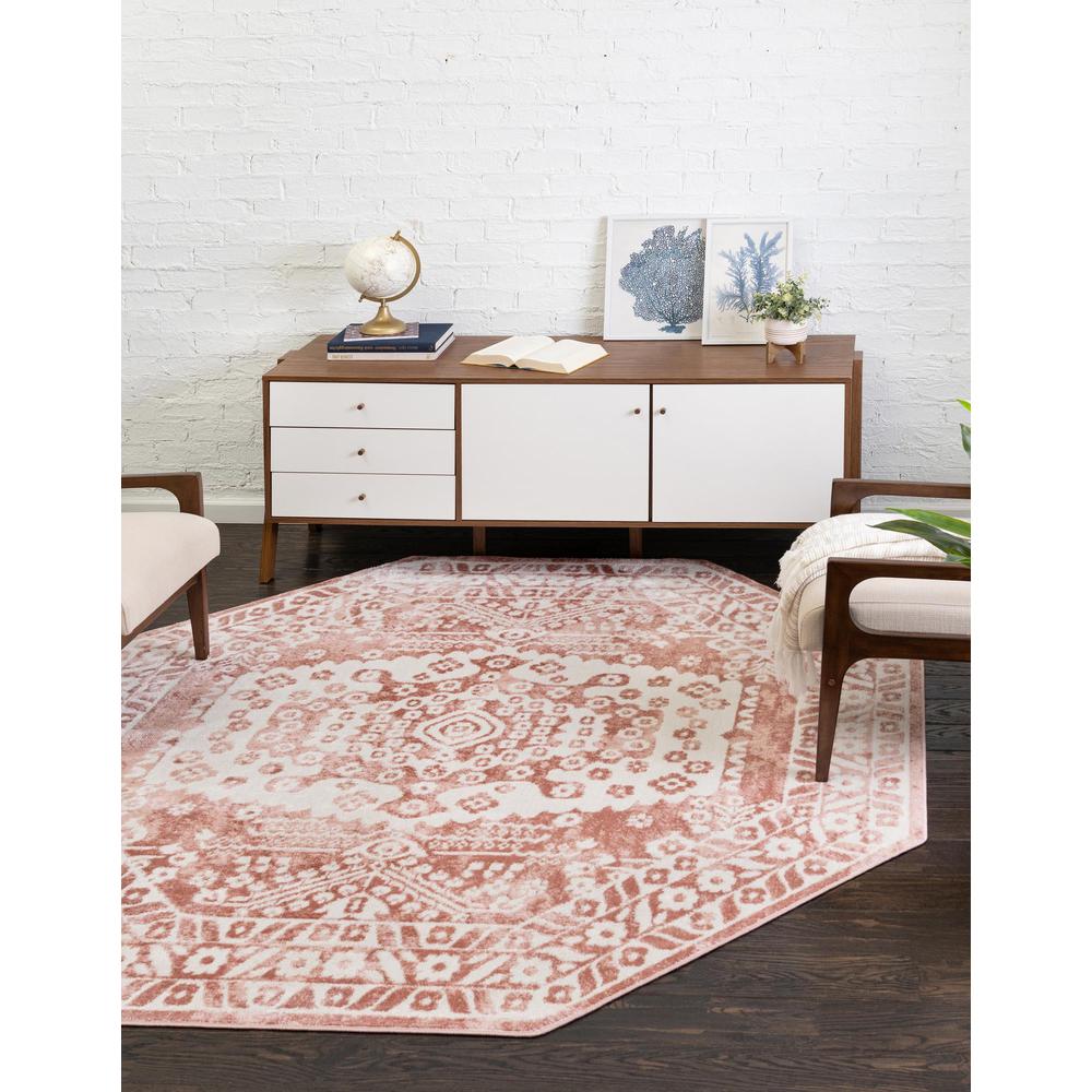 Unique Loom 7 Ft Octagon Rug in Pink (3155807). Picture 2