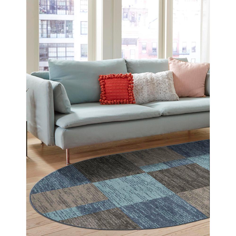Autumn Collection, Area Rug, Blue Gray, 7' 10" x 10' 0", Oval. Picture 3