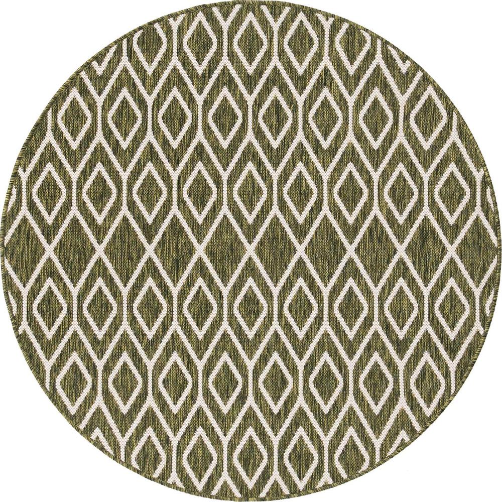 Jill Zarin Outdoor Turks and Caicos Area Rug 4' 0" x 4' 0", Round Green. The main picture.