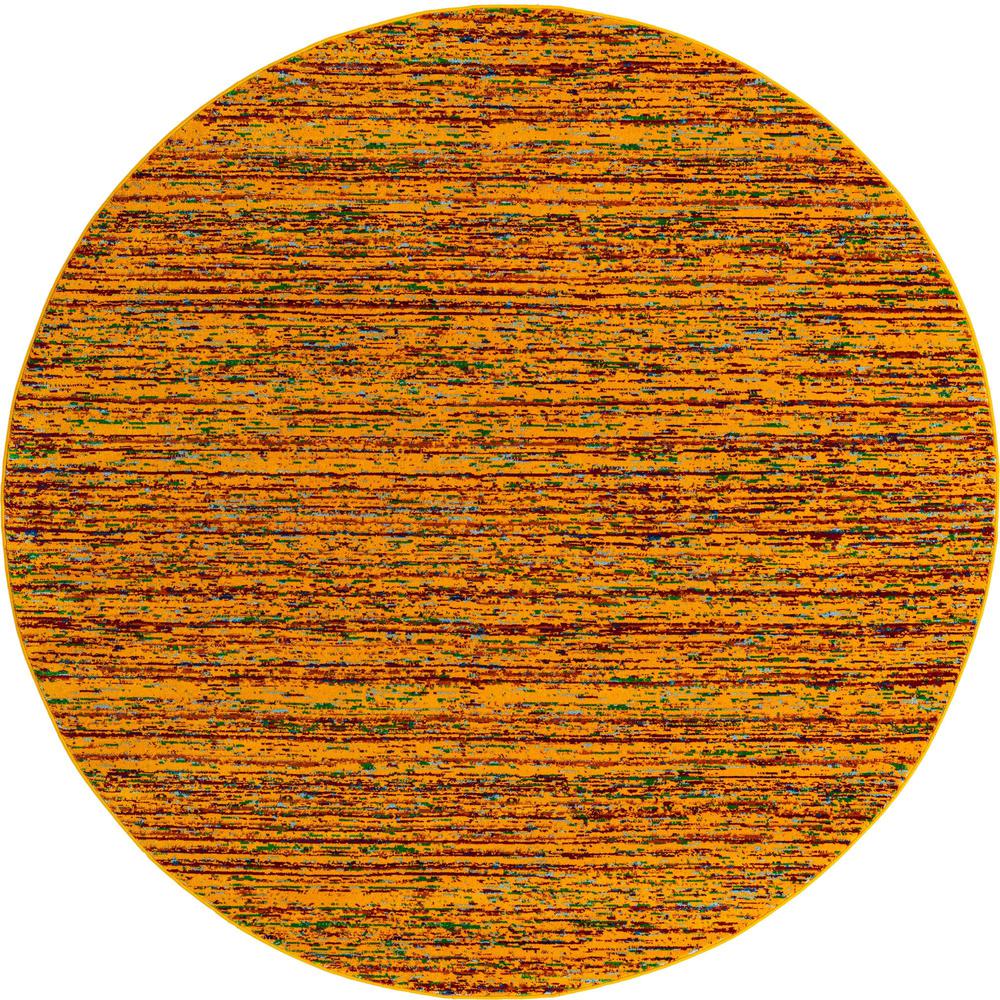 Unique Loom 8 Ft Round Rug in Yellow (3160709). Picture 1