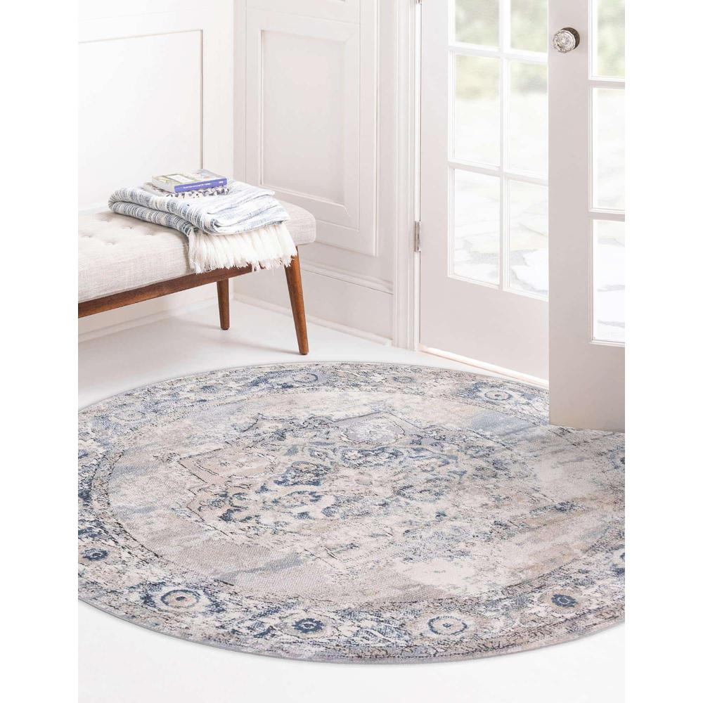 Portland Canby Area Rug 6' 1" x 6' 1", Round Gray. Picture 3