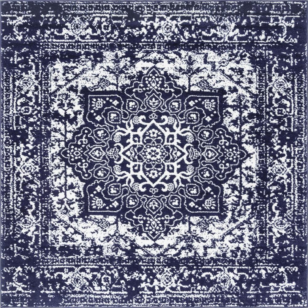 Unique Loom 8 Ft Square Rug in Navy Blue (3150337). Picture 1