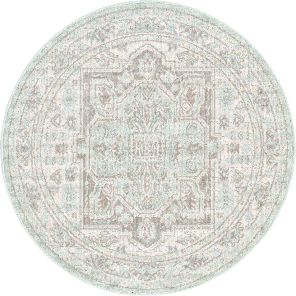 Unique Loom 3 Ft Round Rug in Mint (3154839). Picture 1