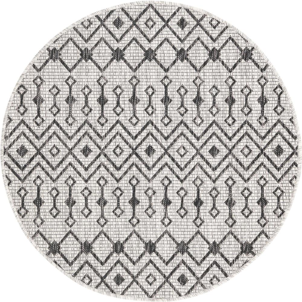 Unique Loom 3 Ft Round Rug in Light Gray (3159520). Picture 1