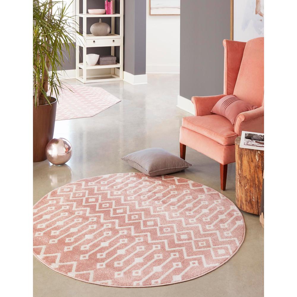 Unique Loom 3 Ft Round Rug in Pink (3160988). Picture 2