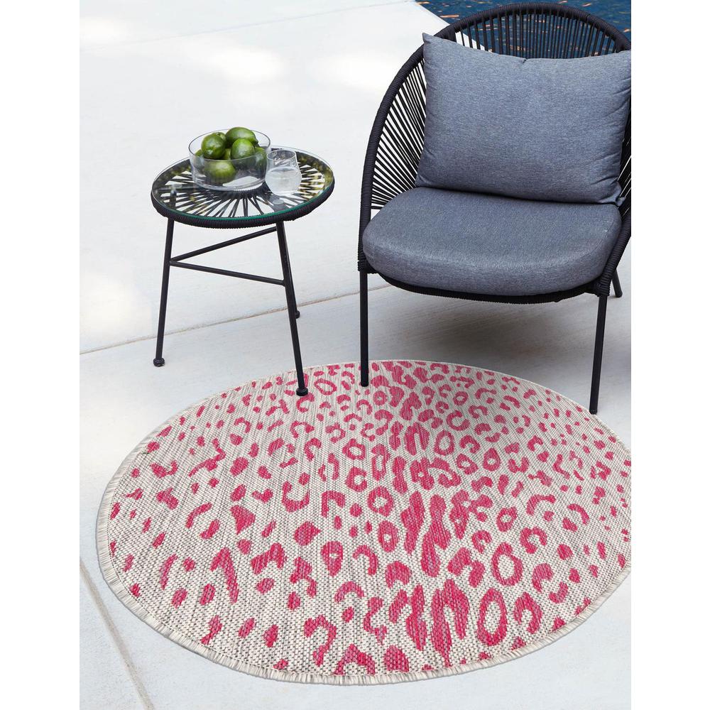 Outdoor Safari Collection, Area Rug, Pink Gray, 3' 0" x 3' 0", Round. Picture 2