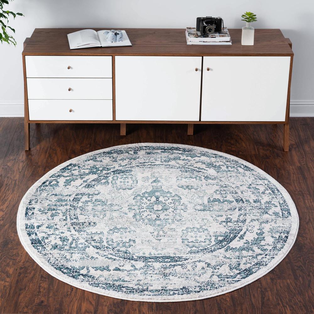 Unique Loom 5 Ft Round Rug in Ivory (3150081). Picture 2