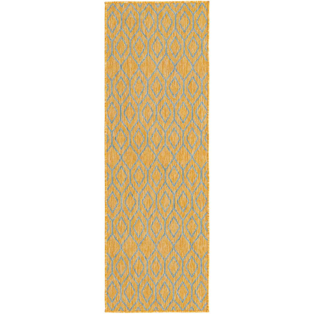 Jill Zarin Outdoor Turks and Caicos Area Rug 2' 0" x 8' 0", Runner Yellow and Aqua. Picture 1