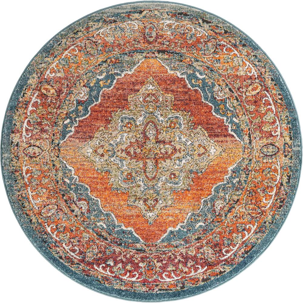 Unique Loom 5 Ft Round Rug in Rust Red (3161985). Picture 1