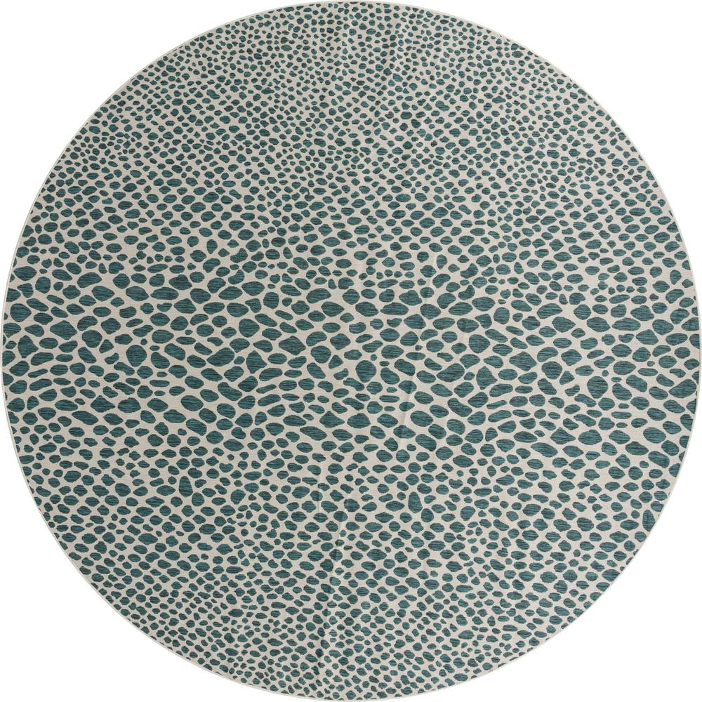 Jill Zarin Outdoor Cape Town Area Rug 13' 0" x 13' 0", Round Teal. Picture 1