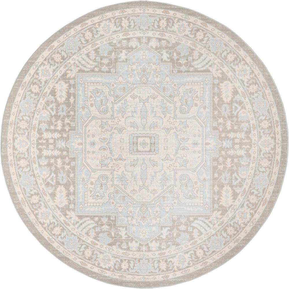 Unique Loom 7 Ft Round Rug in Cloud Gray (3154905). Picture 1