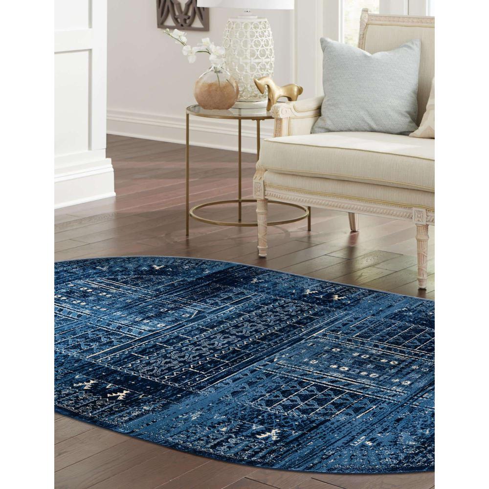 District Collection, Area Rug, Blue, 3' 3" x 5' 3", Oval. Picture 3