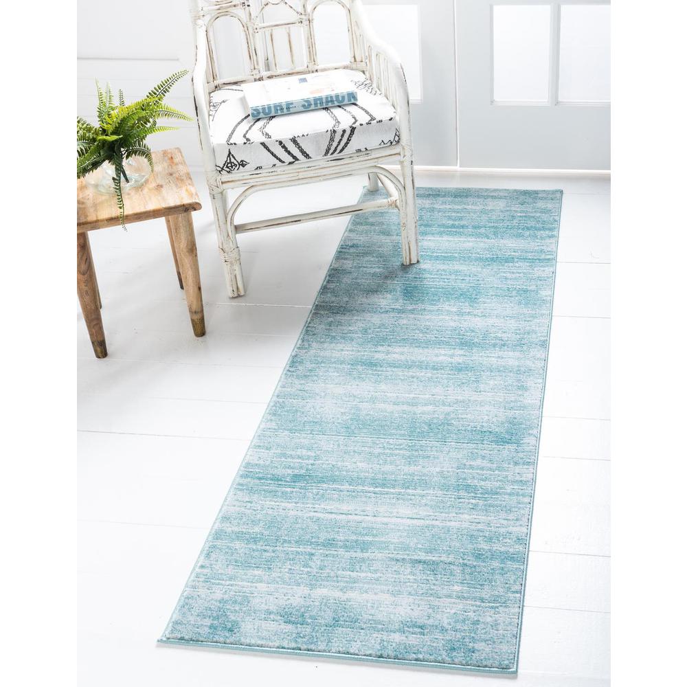 Uptown Madison Avenue Area Rug 2' 7" x 13' 11", Runner Turquoise. Picture 2