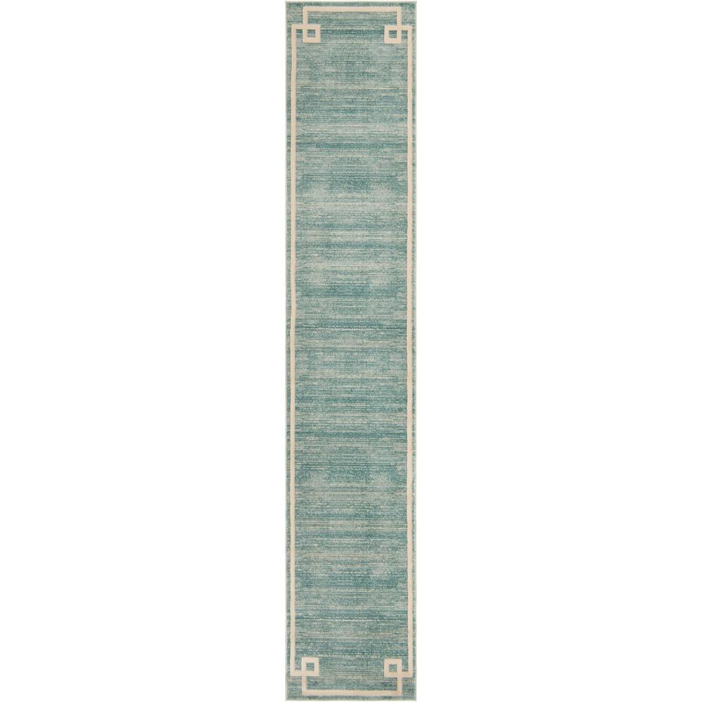 Uptown Lenox Hill Area Rug 2' 7" x 13' 11", Runner Turquoise. Picture 1