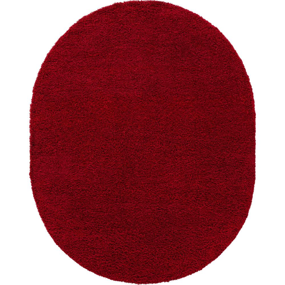 Unique Loom 8x10 Oval Rug in Cherry Red (3151394). Picture 1
