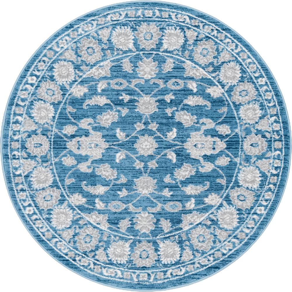 Unique Loom 5 Ft Round Rug in Blue (3150729). Picture 1