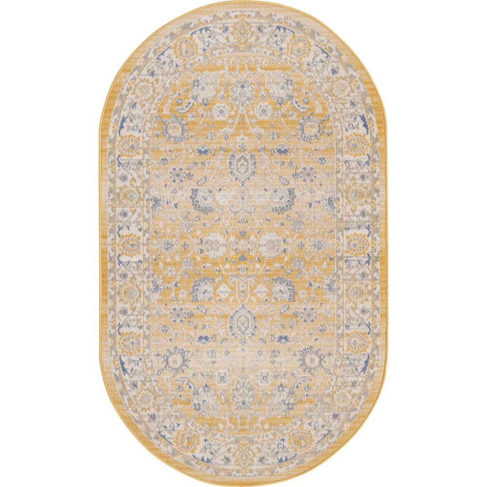 Unique Loom 3x5 Oval Rug in Tuscan Yellow (3155036). Picture 1