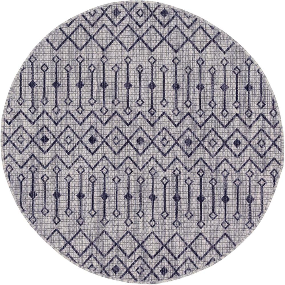 Unique Loom 5 Ft Round Rug in Light Gray (3159519). Picture 1