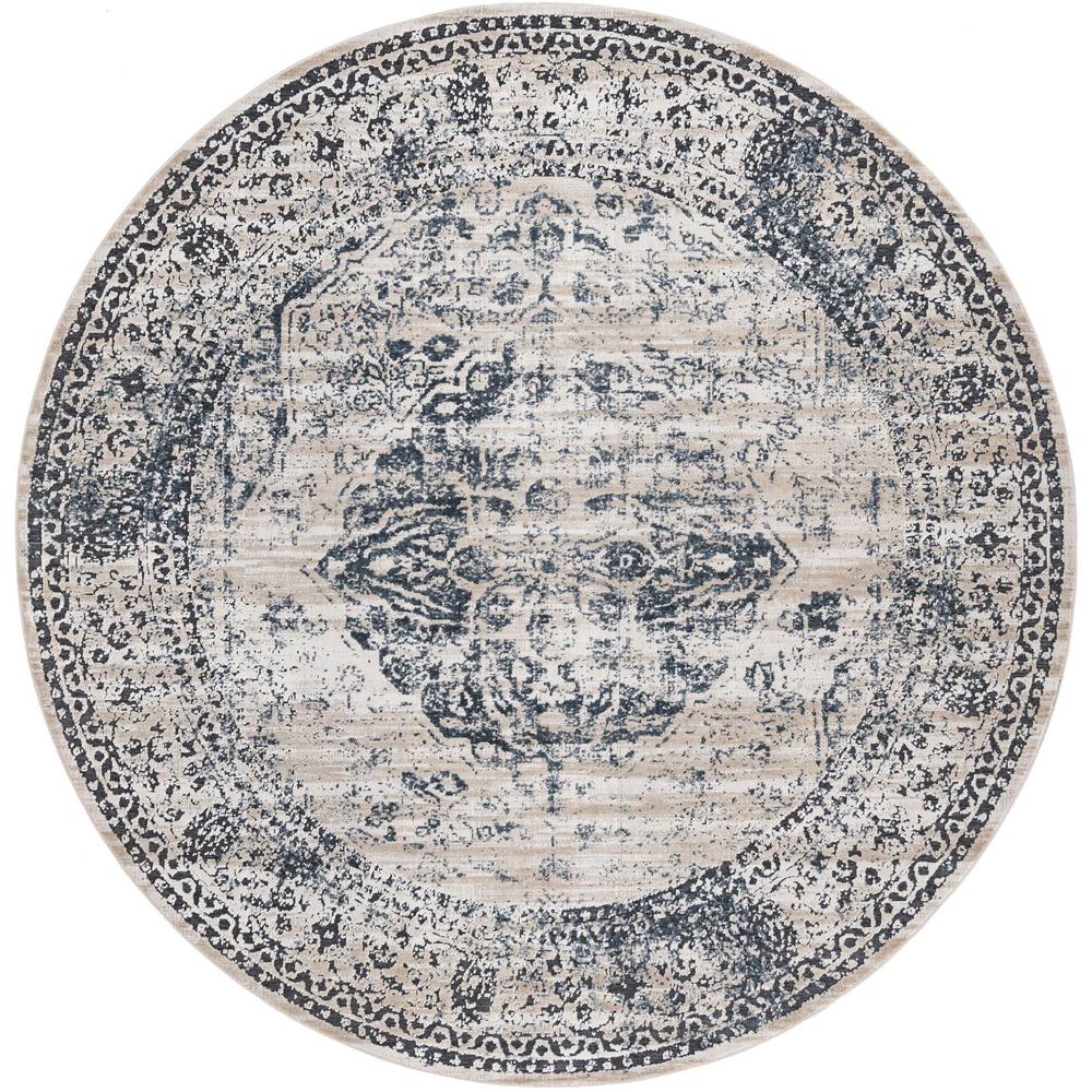 Chateau Hoover Area Rug 7' 0" x 7' 0", Round Dark Blue. The main picture.